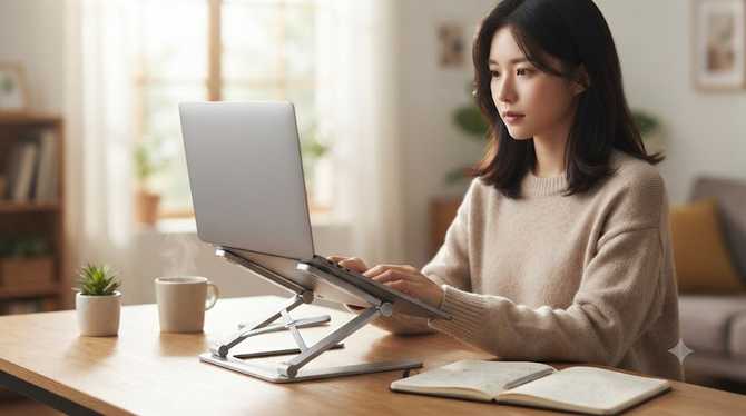 모락 시뮬러S2 노트북 거치대, 튼튼한 지지력과 휴대성 확인