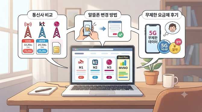 KT SKT LG 알뜰폰 요금제 변경 방법 통신사 비교 후 무제한 요금제 사용 후기