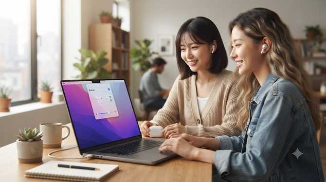 맥북에서 에어팟 두 대를 동시에 연결하는 간단한 설정으로 소리 공유