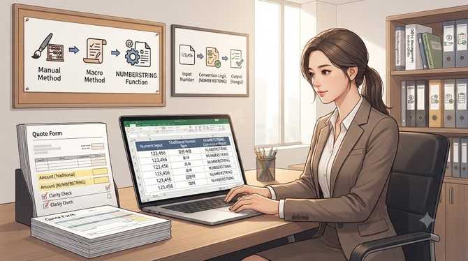 엑셀 숫자 한글 변환 NUMBERSTRING 함수 활용법 견적서 양식 반영하기 (3)