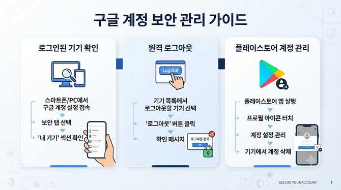 구글계정 로그아웃과 사용하지 않는 기기 관리, 플레이스토어 삭제 가이드