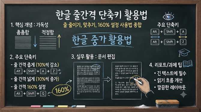 한글 줄간격 단축키 활용법 줄 줄이기 맞추기 160 설정 사용법 종합