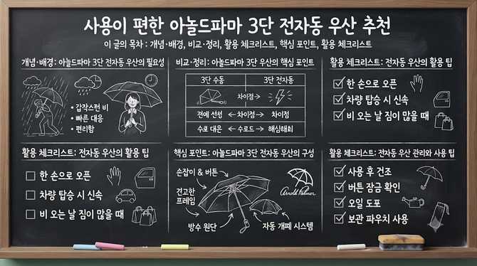 사용이 편한 아놀드파마 3단 전자동 우산 추천