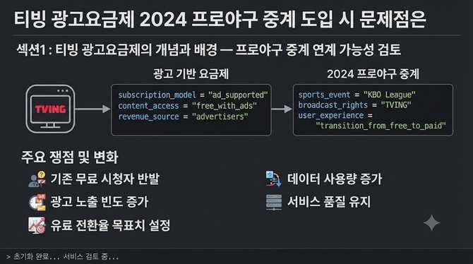 티빙 광고요금제 2024 프로야구 중계 도입 시 문제점은?