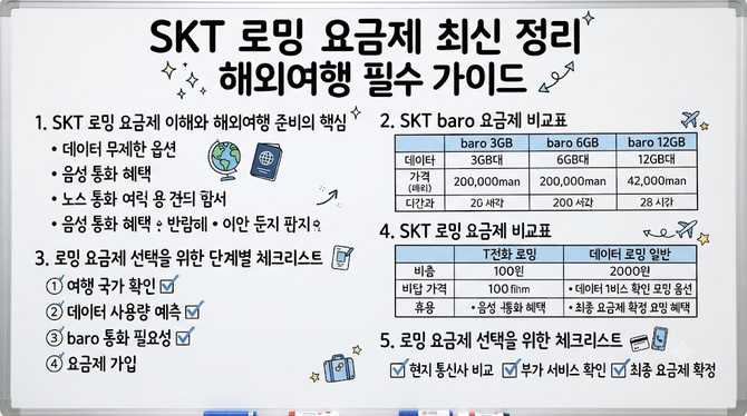 SKT 로밍 요금제 최신 정리 해외여행 필수 가이드