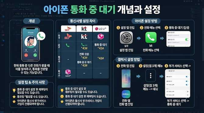 SK KT LG 통화 중 대기와 갤럭시·아이폰 해제, 설정 팁 한눈에 확인