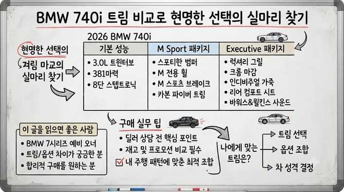 BMW 740i 트림 비교로 현명한 선택의 실마리 찾기
