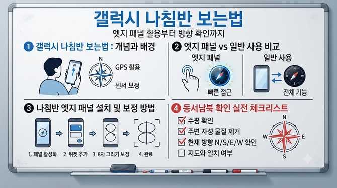 갤럭시 나침반 보는법 엣지 패널 사용법부터 동서남북 방향 보는 방법 알아보기