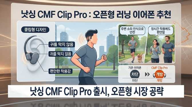 러닝 이어폰 추천 낫싱 CMF Clip Pro, 귀를 막지 않아 편했습니다