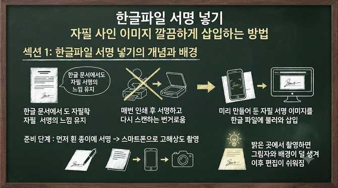 한글파일 서명 넣기, 자필 사인 이미지 깔끔하게 삽입하는 방법