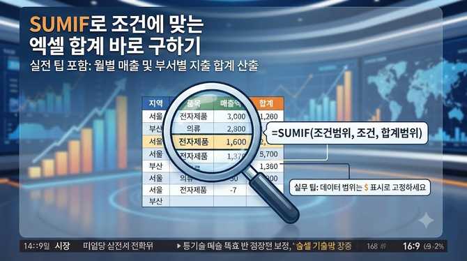 SUMIF로 조건에 맞는 엑셀 합계 바로 구하기, 실전 팁 포함