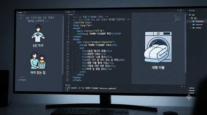 LG 트롬 F15WQWP 15KG로 1인 가구와 아이 있는 집에서 빨래를 간편하게