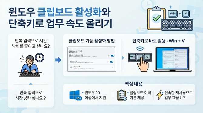 윈도우 클립보드 활성화와 단축키로 업무 속도 올리기