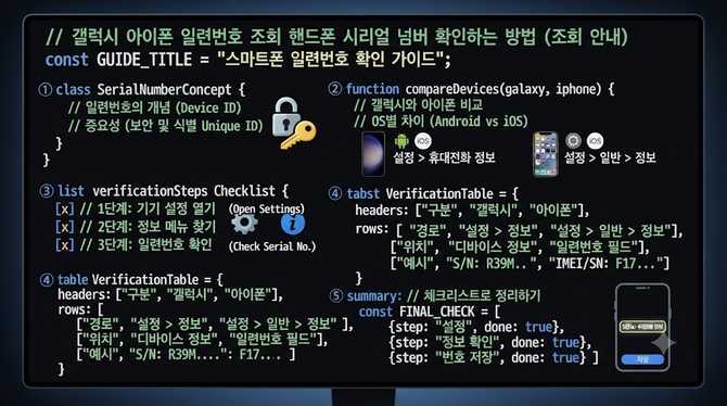 갤럭시 아이폰 일련번호 조회 핸드폰 시리얼 넘버 확인하는 방법