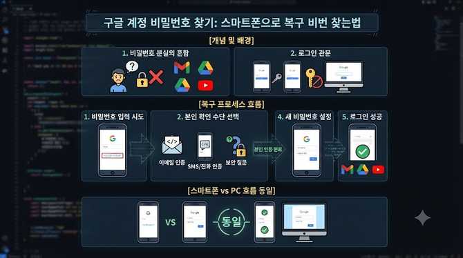 구글 계정 비밀번호 찾기 스마트폰으로 복구 비번 찾는법