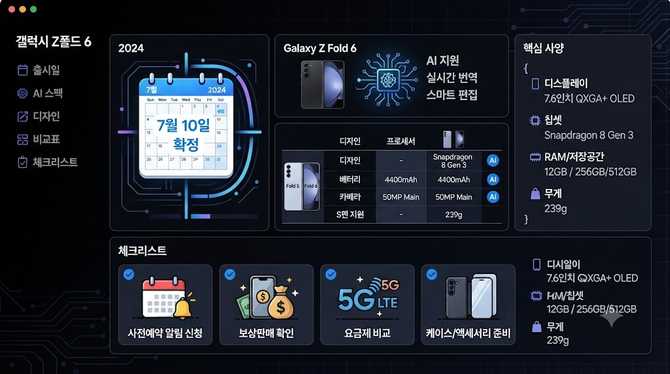 갤럭시 Z폴드 6 출시일 7월 확정 AI 지원 스펙과 디자인의 모든 것