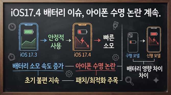 iOS17.4 배터리 이슈, 아이폰 수명 논란 계속될까?