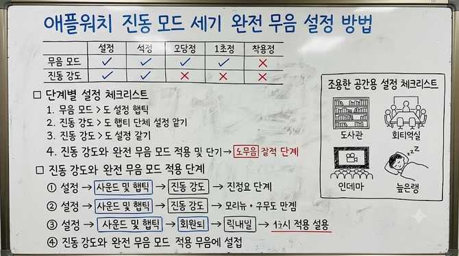 애플워치 진동 모드 세기 완전 무음 설정 방법