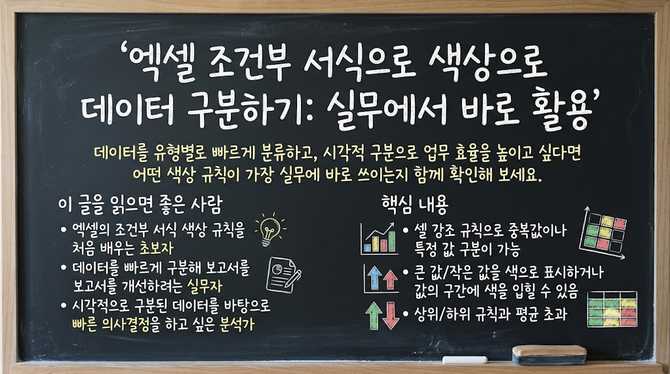 엑셀 조건부 서식으로 색상으로 데이터 구분하기: 실무에서 바로 활용