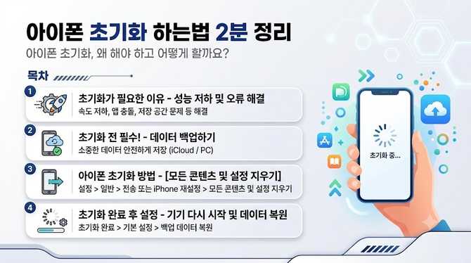 아이폰 초기화 하는법 2분 정리