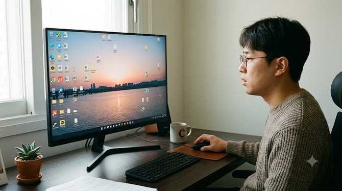 바탕화면 아이콘 고정 정렬 크기 설정 사라짐 해결 방법까지