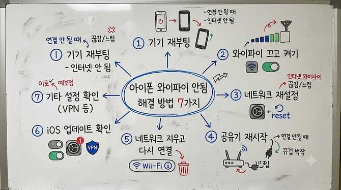 아이폰 와이파이 안됨 해결 방법 7가지 (연결 안 될 때·느림·끊김까지 총정리)