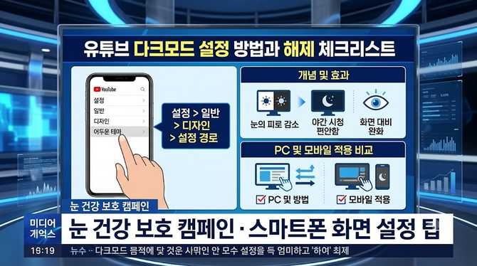 유튜브 다크모드 설정 방법과 해제 체크리스트