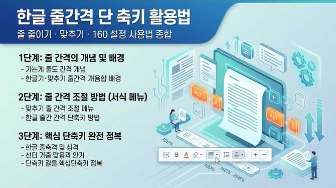 한글 줄간격 단축키 활용법 줄 줄이기 맞추기 160 설정 사용법 종합