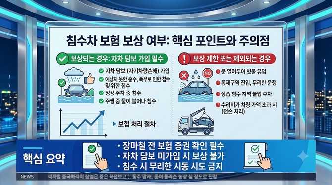 침수차 보험 보상 여부를 한눈에 판단하는 핵심 포인트와 주의점