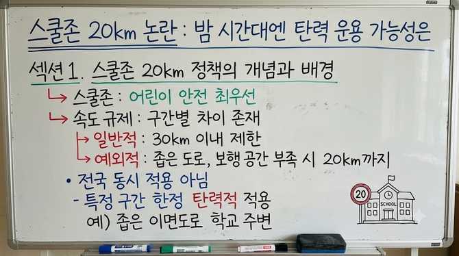 스쿨존 20km 논란: 밤 시간대엔 탄력 운용 가능성은?