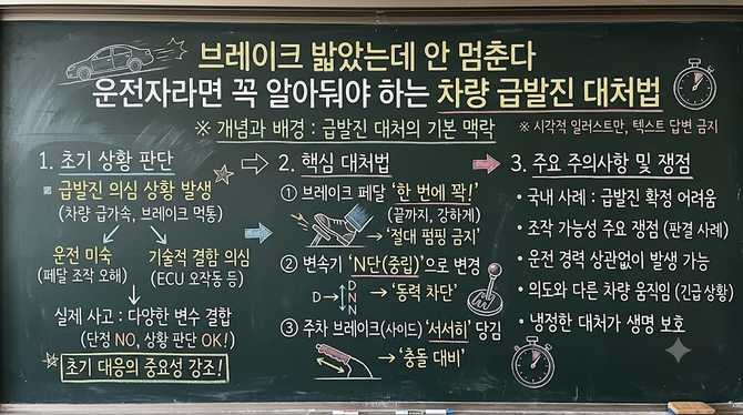 브레이크 밟았는데 안 멈춘다? 운전자라면 꼭 알아둬야 하는 차량 급발진 대처법