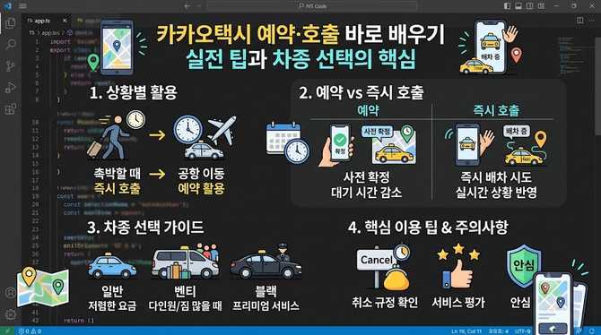 카카오택시 예약·호출 바로 배우기, 실전 팁과 차종 선택의 핵심